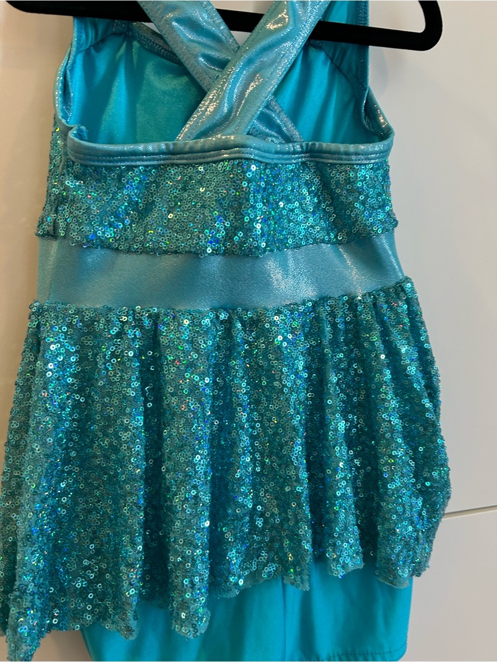 Teal Sequin Dance Costume with Bow - Size ISC - Picture 9 of 14